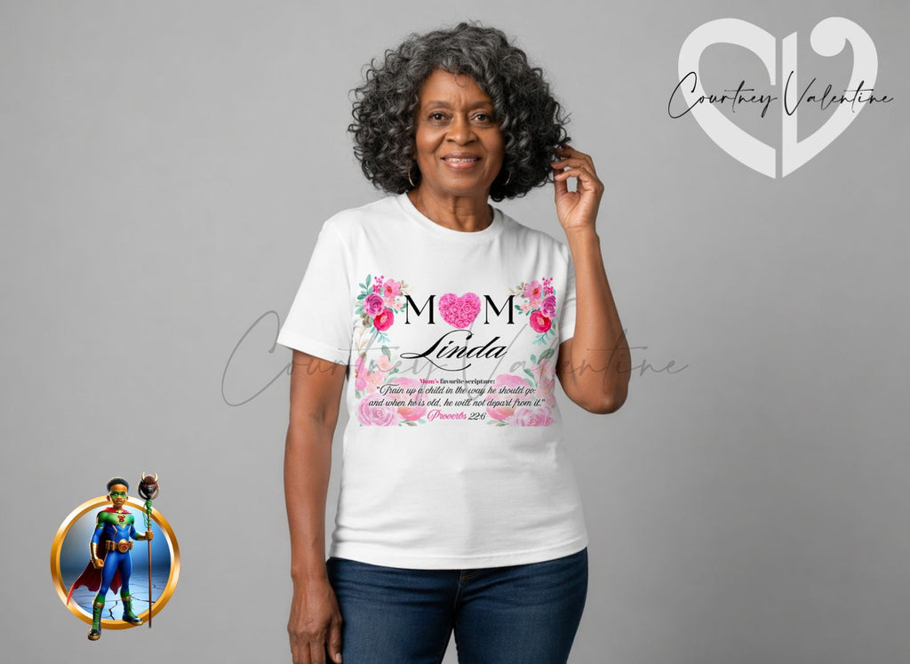 T-shirt personnalisé Maman avec son nom et son verset biblique préféré
