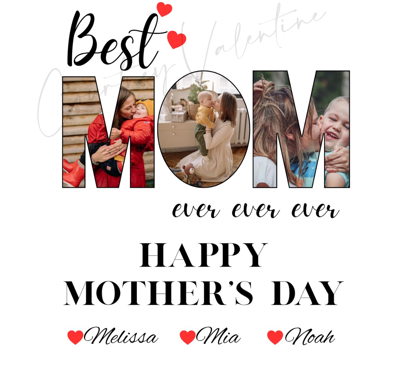 T-shirt personnalisé Collage photo Meilleure Maman de tous les temps — Un cadeau touchant pour la fête des mères