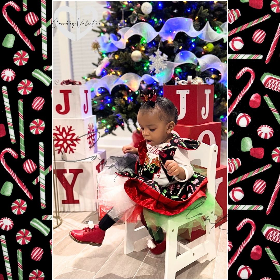 Ensemble de T‑Shirt brodé personnalisé et gilet de Noël sur mesure avec un tutu unique et un nœud de cheveux assorti
