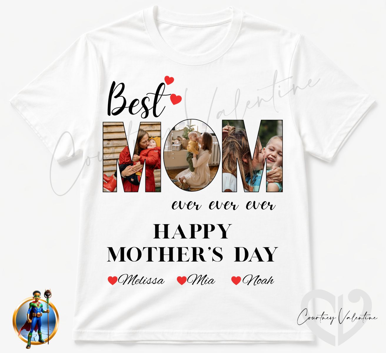 T-shirt personnalisé Collage photo Meilleure Maman de tous les temps — Un cadeau touchant pour la fête des mères