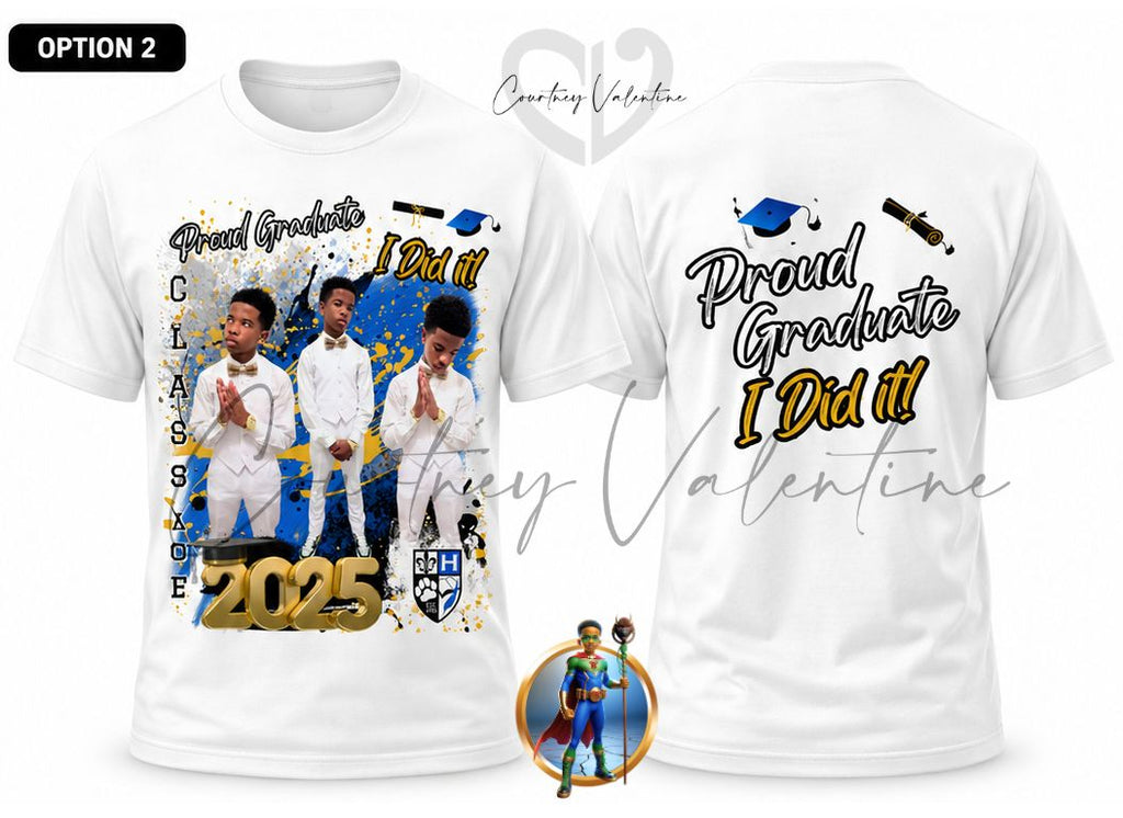 T‑Shirt de remise de diplôme personnalisé — Devant & Dos | Félicitations & Diplômé fier