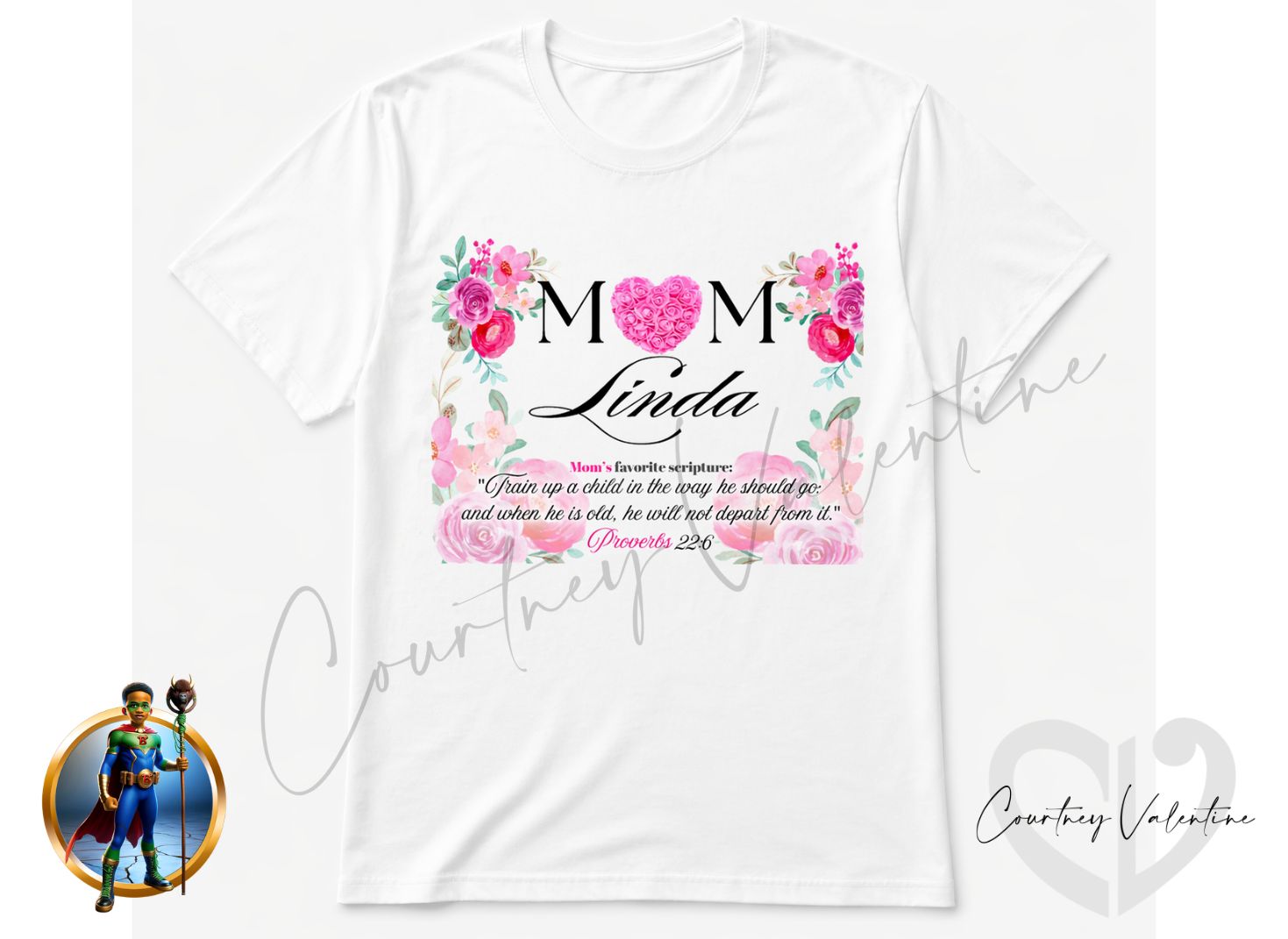 T-shirt personnalisé Maman avec son nom et son verset biblique préféré