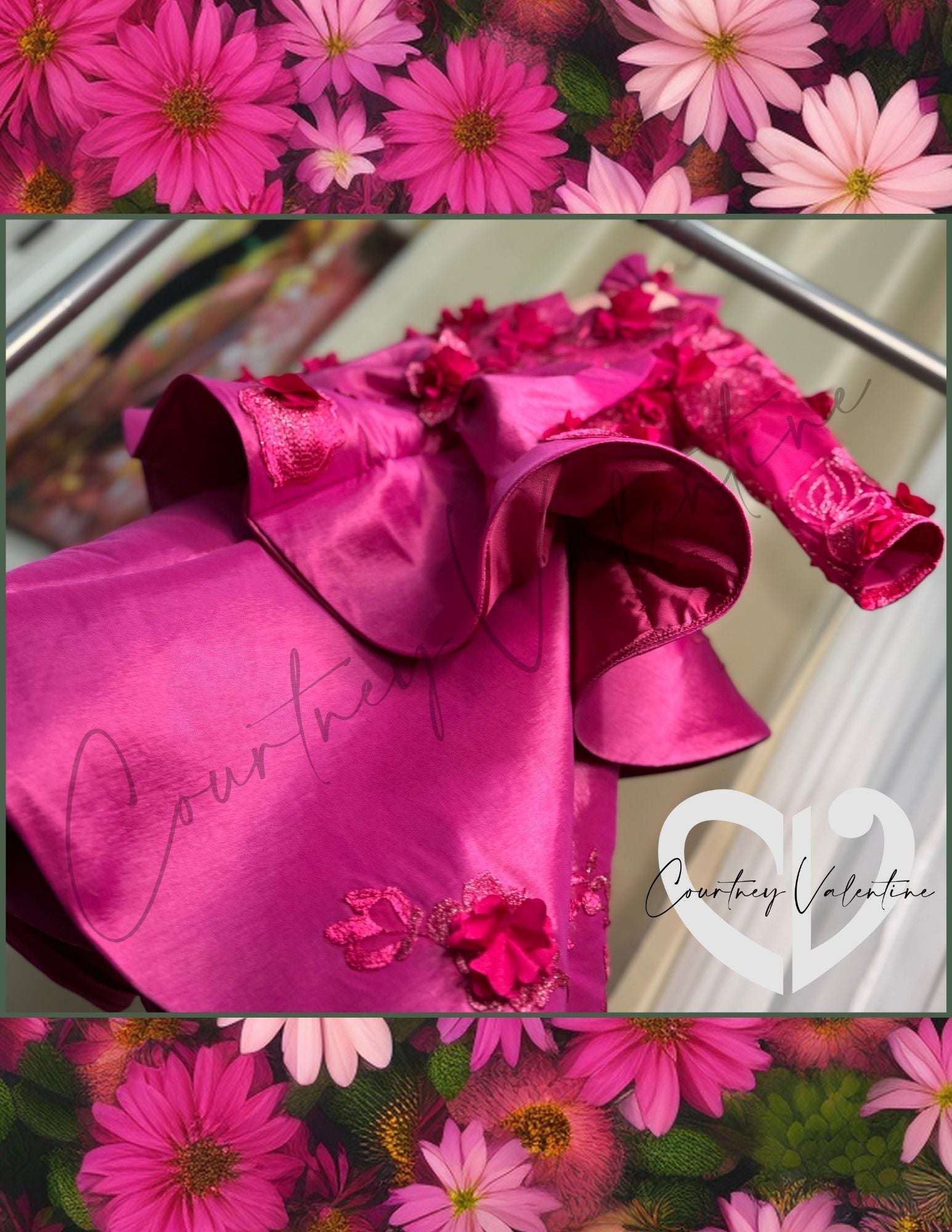 Robe en couches florale fuchsia sur mesure — Un look formel époustouflant pour les princesses élégantes