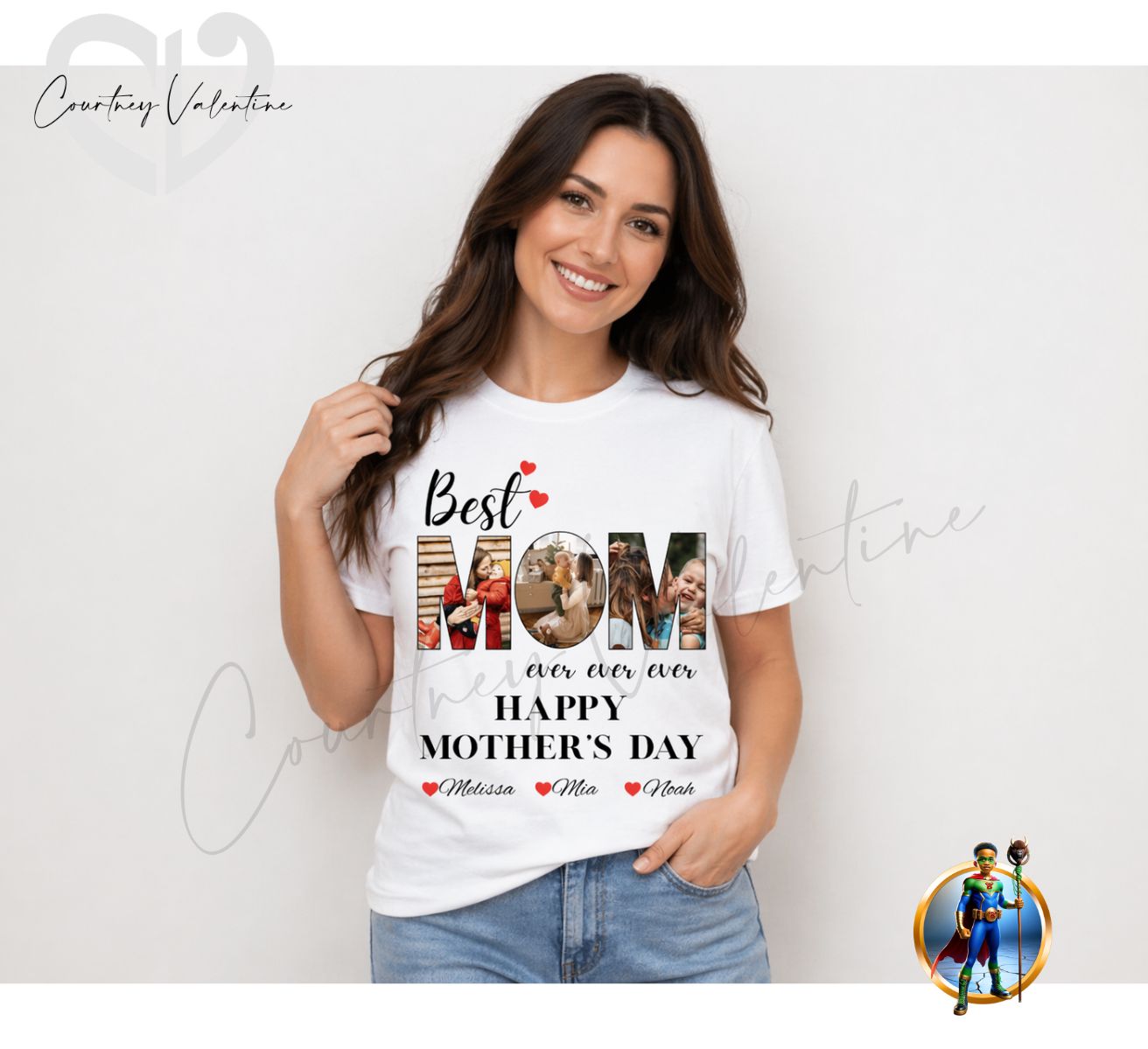 T-shirt personnalisé Collage photo Meilleure Maman de tous les temps — Un cadeau touchant pour la fête des mères