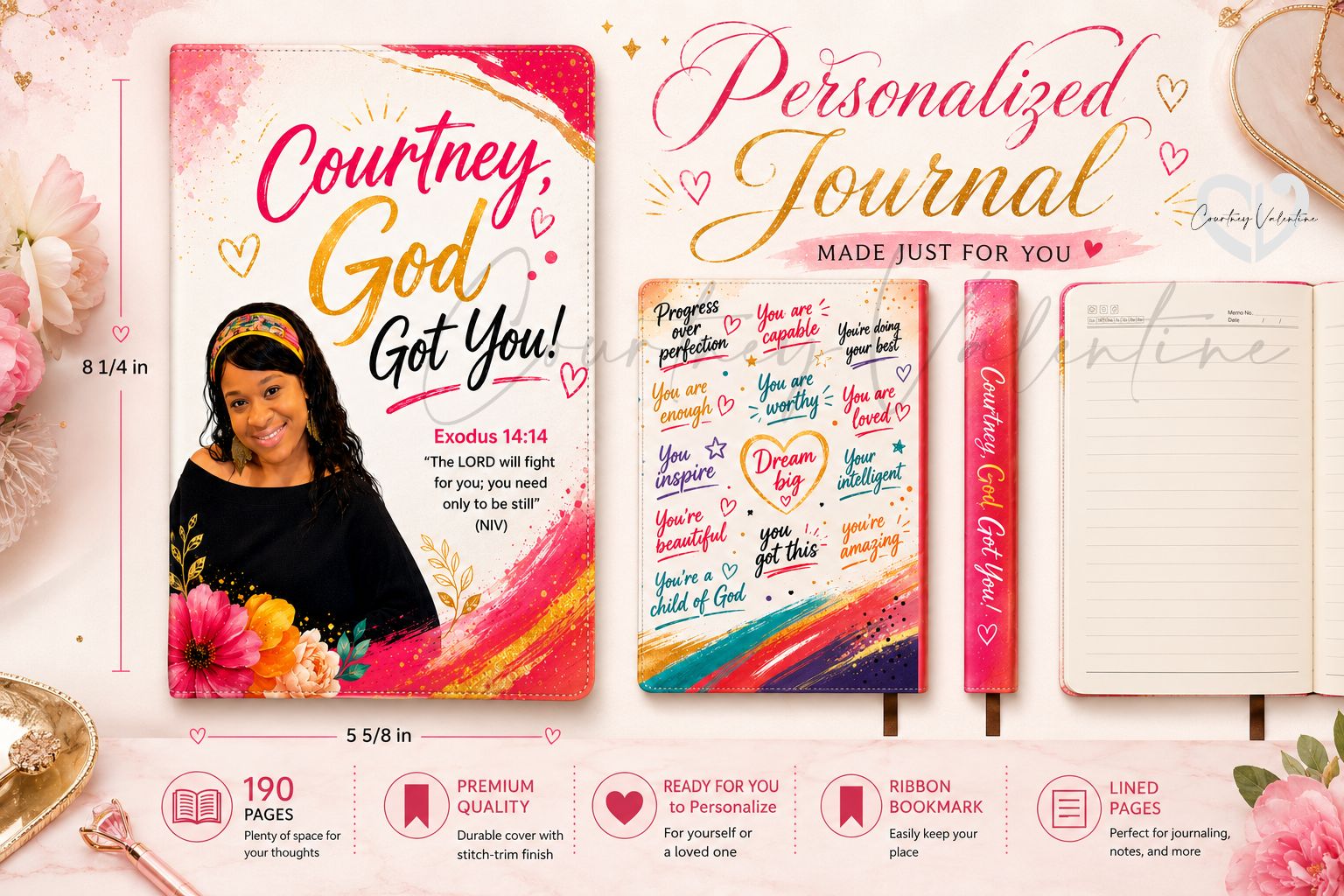 Cadeau de journal souvenir personnalisé pour pensées, rêves et moments.