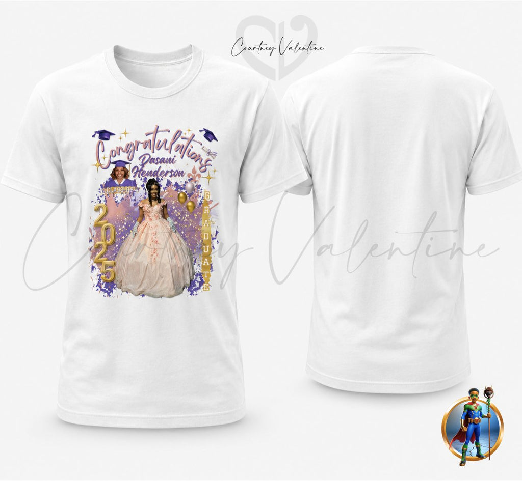 T‑Shirt de remise de diplôme personnalisé — Devant seulement | Félicitations & Diplômé fier