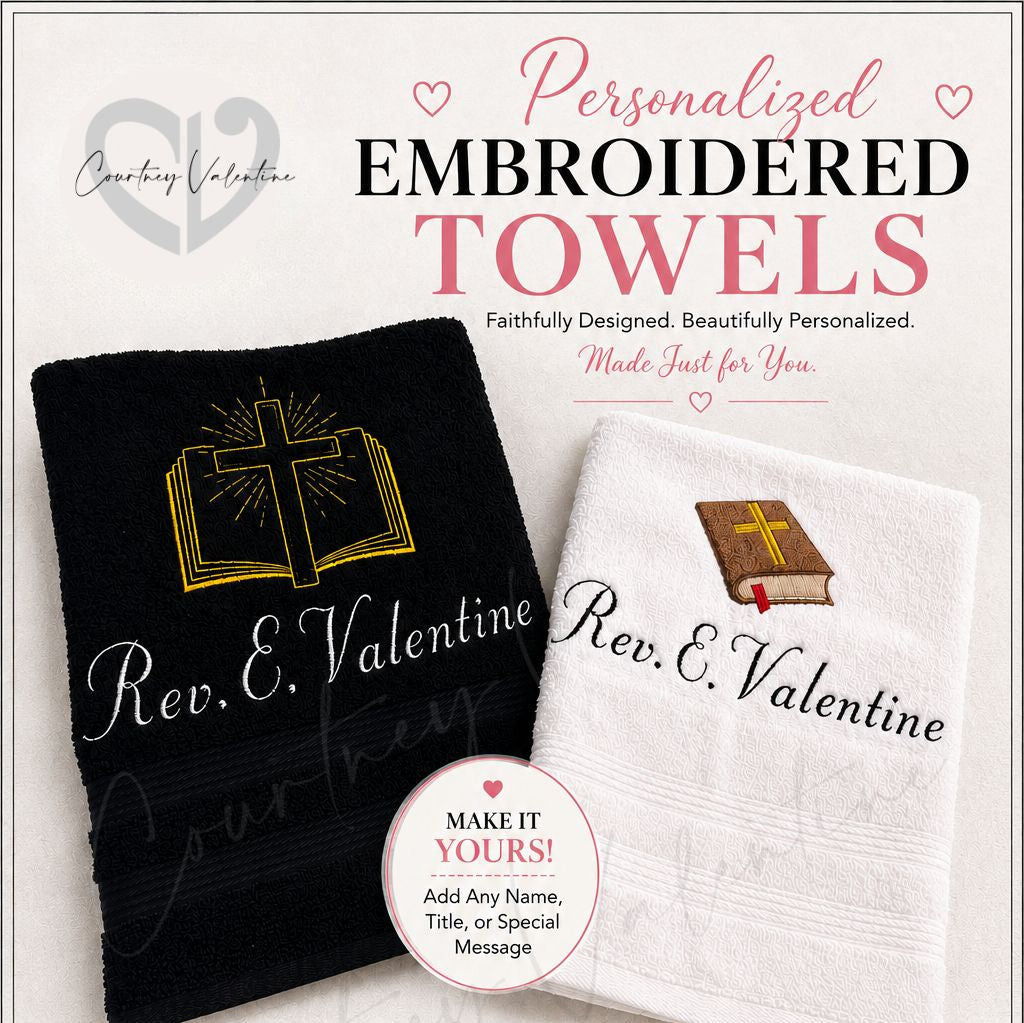 Personalized Embroidered Christian & Gospel Hand Towel | Custom Religious Towels for Clergy or Any Special Occasion