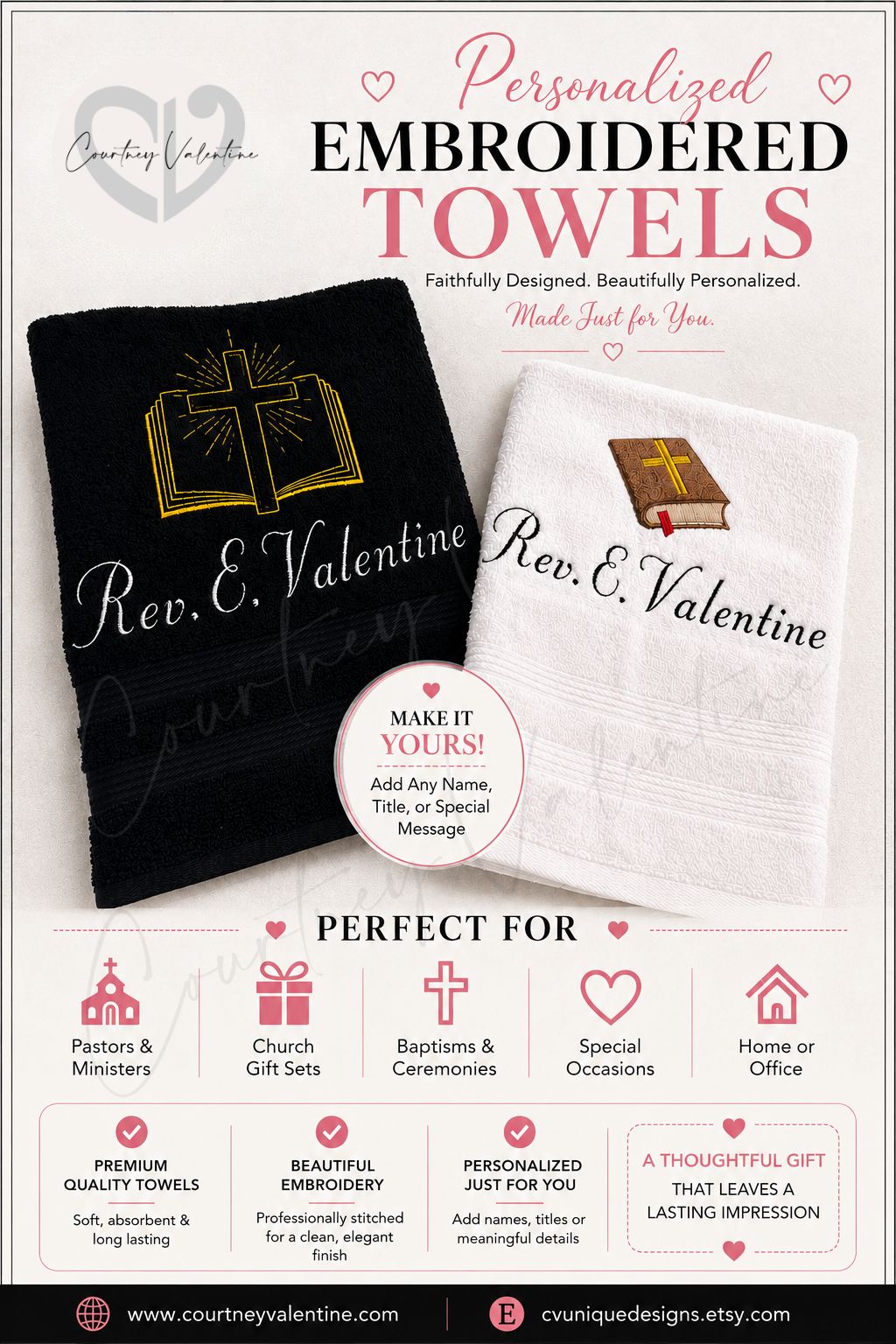 Personalized Embroidered Christian & Gospel Hand Towel | Custom Religious Towels for Clergy or Any Special Occasion