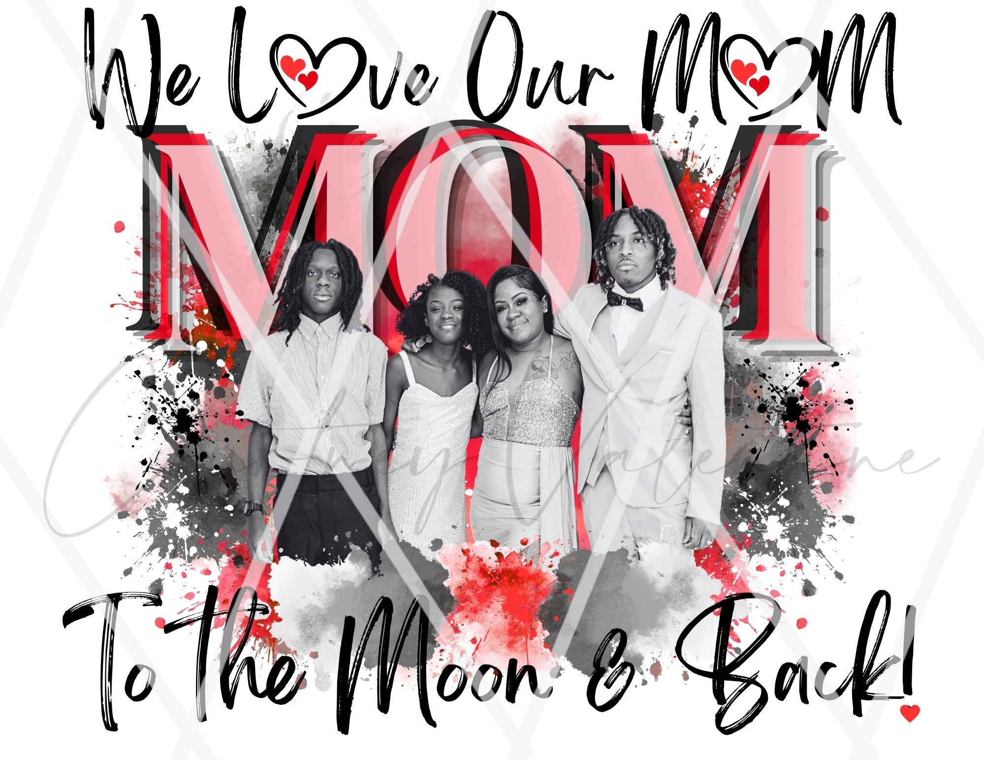 Personalized “We Love Our MOM to the Moon & Back” T‑Shirt — Extra Detail Edition