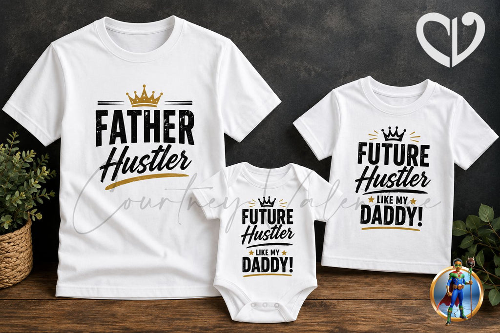 Personalized Father & Kids Matching T‑Shirts – Father Hustler Family Set