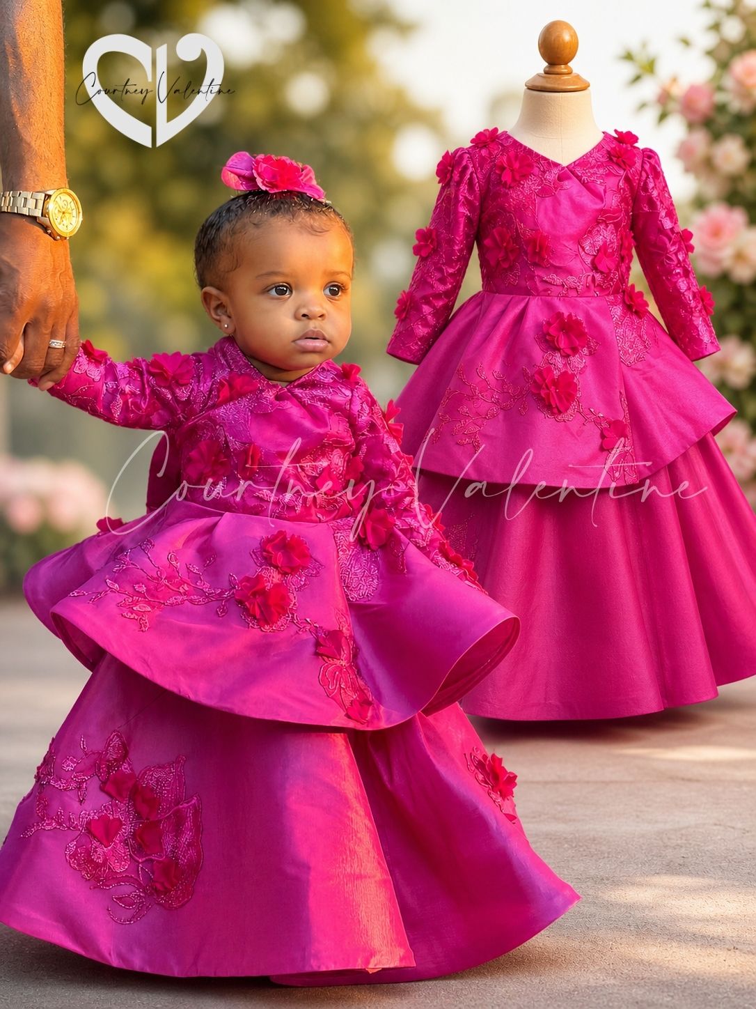 Robe en couches florale fuchsia sur mesure — Un look formel époustouflant pour les princesses élégantes
