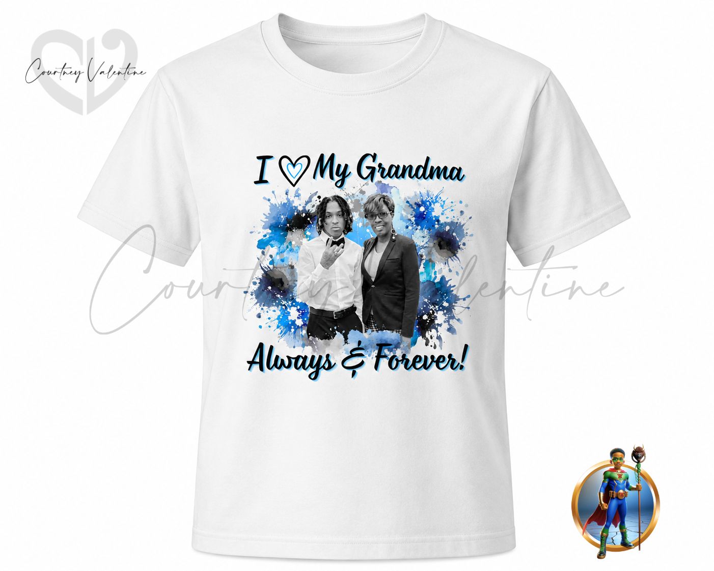 T‑Shirt personnalisé “J'aime ma grand-mère toujours et pour toujours”