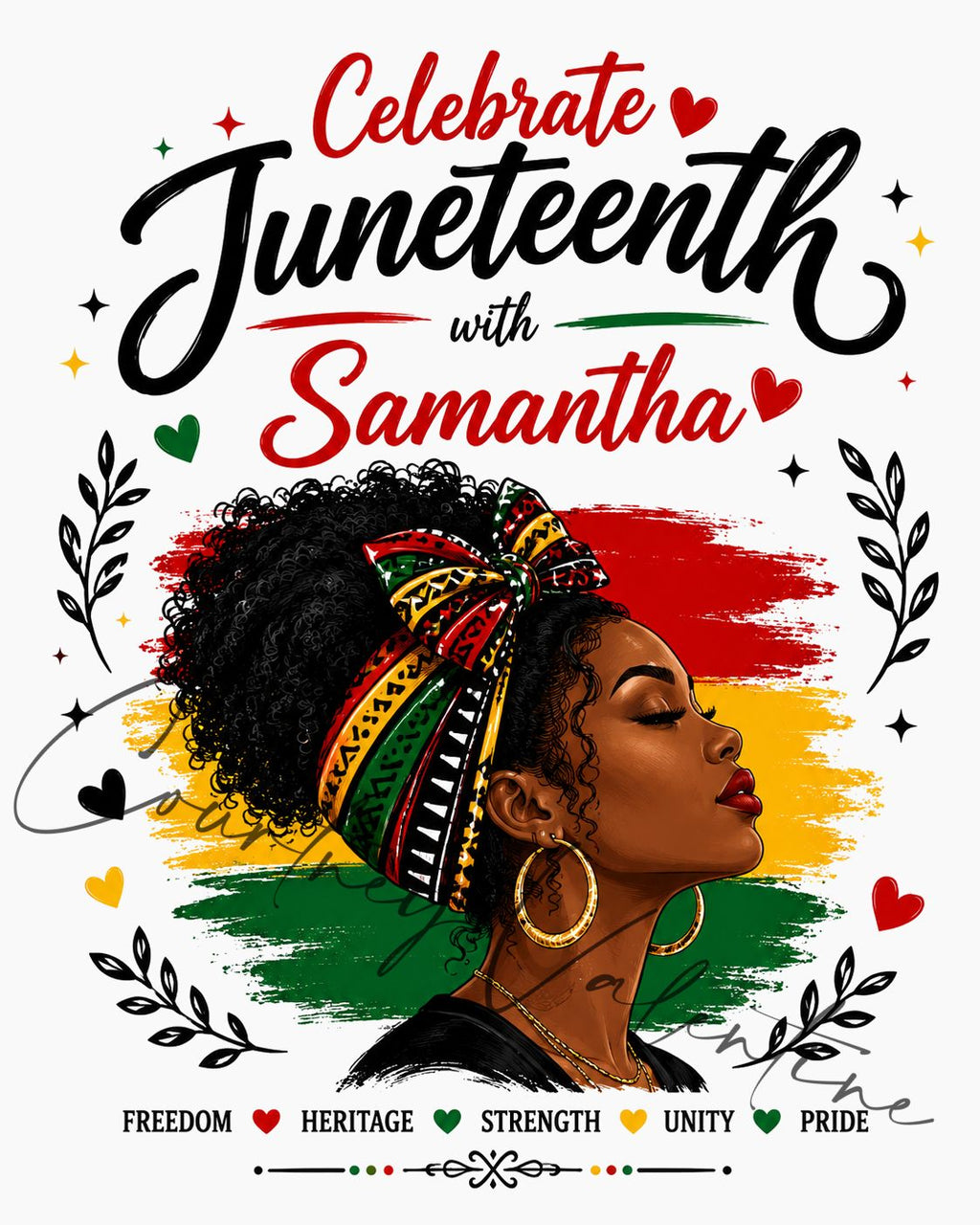 Personalized Juneteenth Freedom Tee with Elegant Fabric‑Plait Sleeves