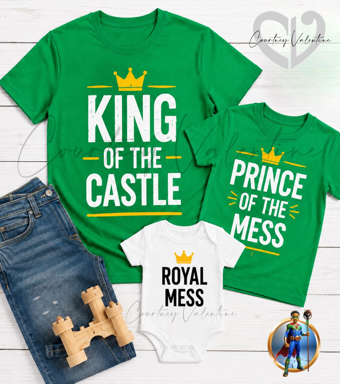 Personalized Father & Kids Matching T‑Shirts – King of the Castle Family Set