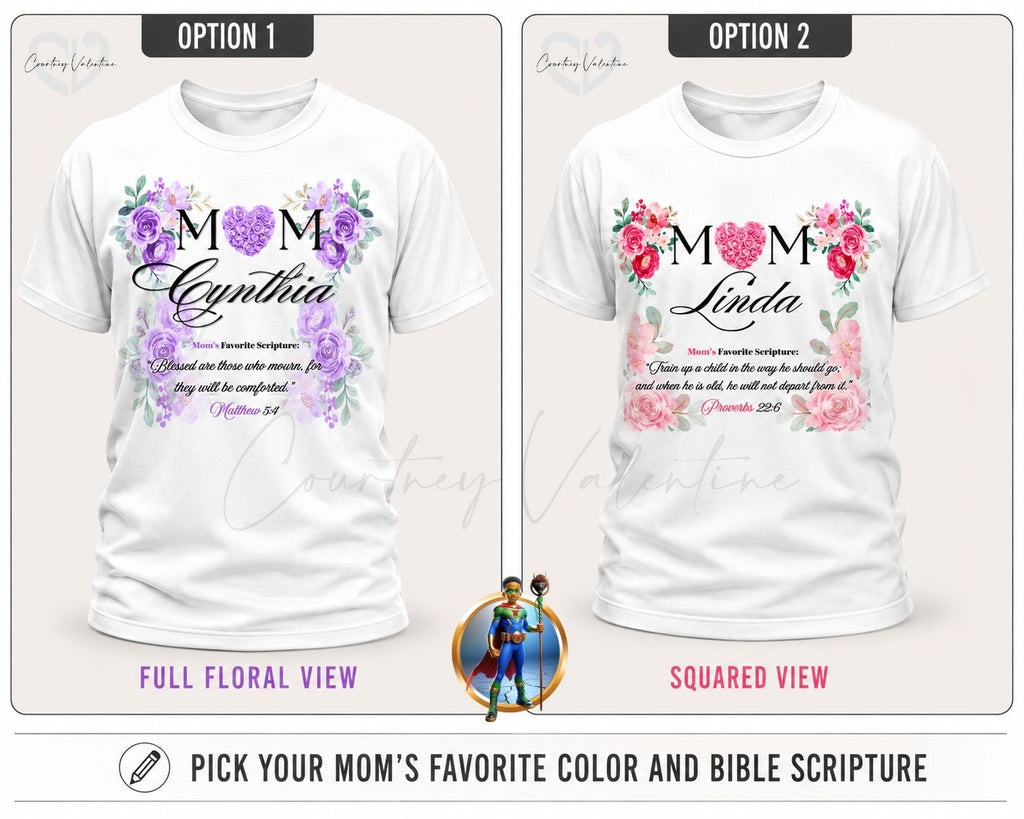 T-shirt personnalisé Maman avec son nom et son verset biblique préféré
