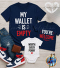 Personalized Father & Kids Matching T‑Shirts – My Wallet is Empty Family Set