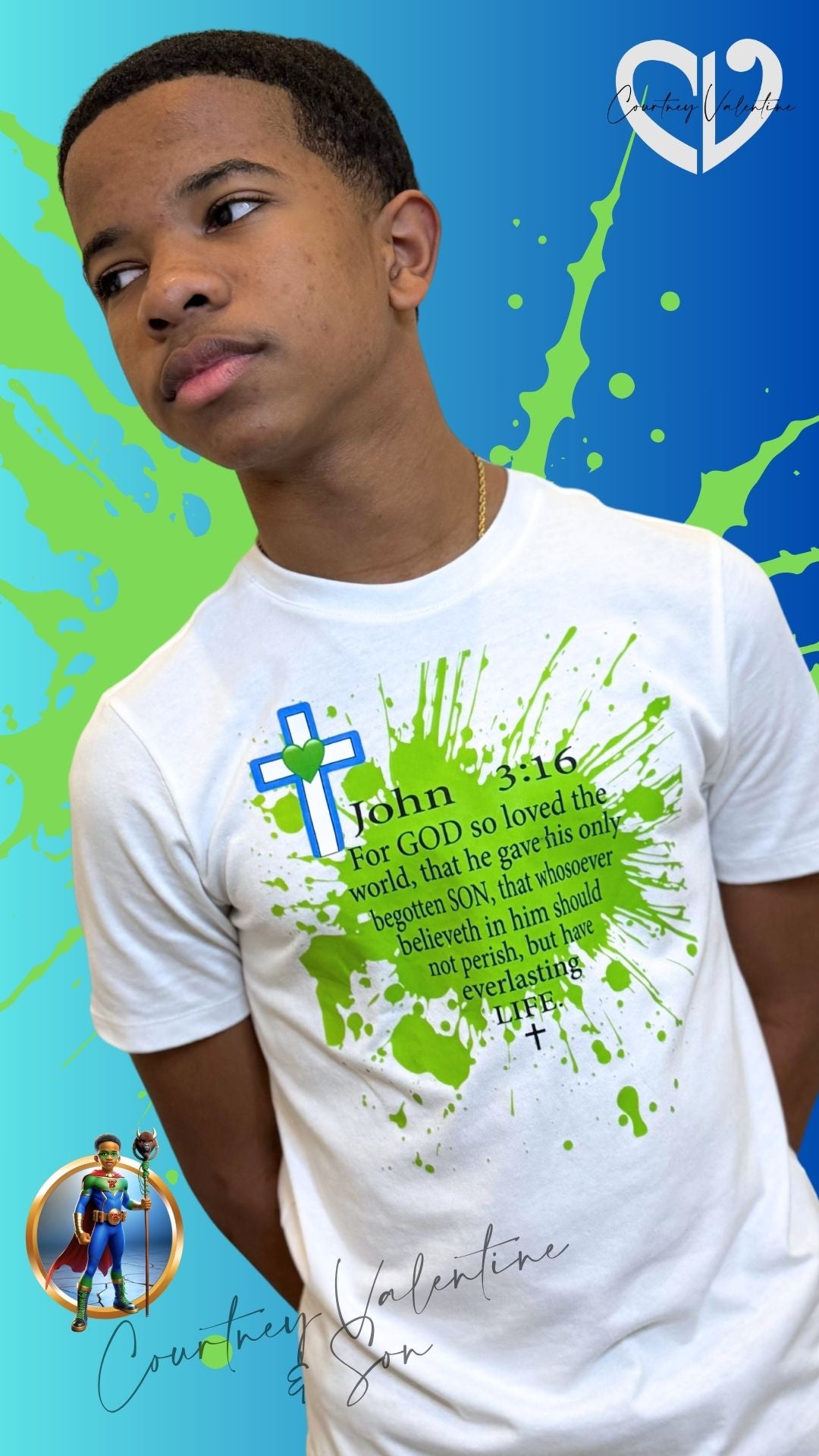 T-shirt personnalisé Jean 3:16 | T-shirt chrétien et de gentillesse inspirant