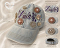 Beautiful Washed Denim Hat with Personalized Embroidery & Sparkling Bling Accents
