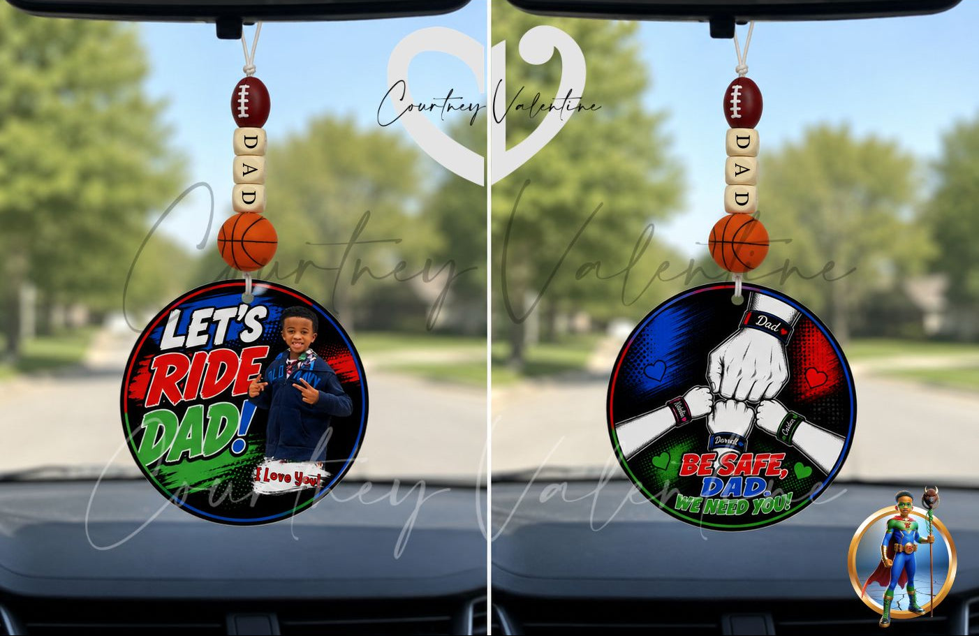 Personalized Front and Back Review Mirror Hanging Charm