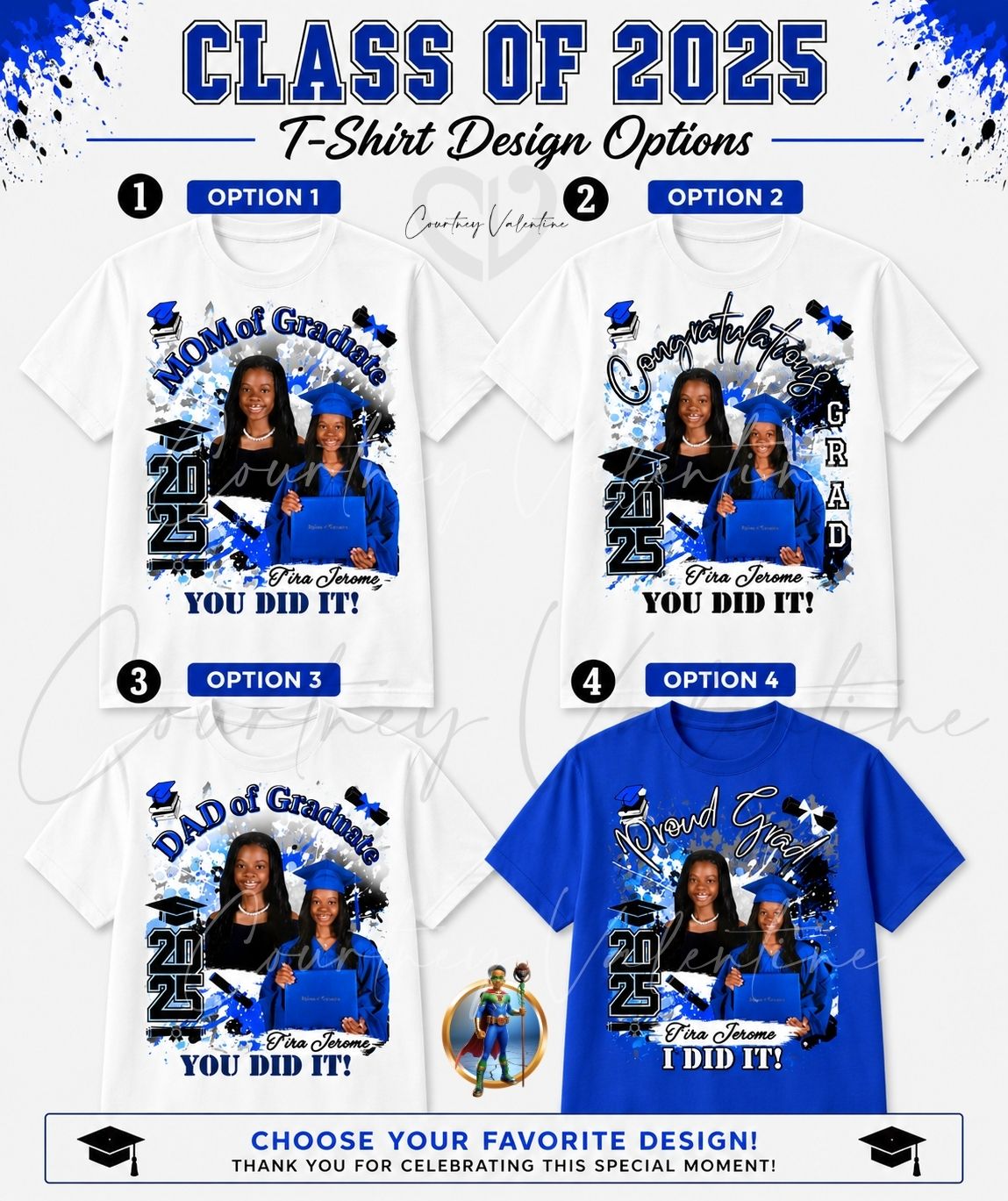 T-shirt personnalisé de remise de diplôme — Devant seulement | Félicitations, fier diplômé, maman de diplômé, papa de diplômé