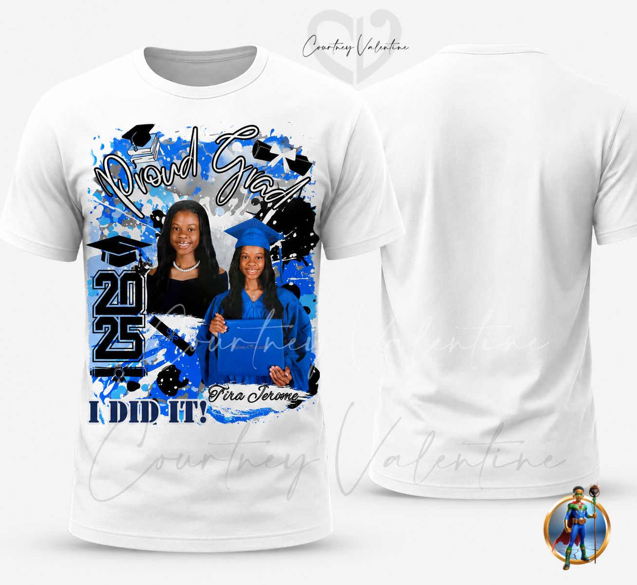T-shirt personnalisé de remise de diplôme — Devant seulement | Félicitations, fier diplômé, maman de diplômé, papa de diplômé