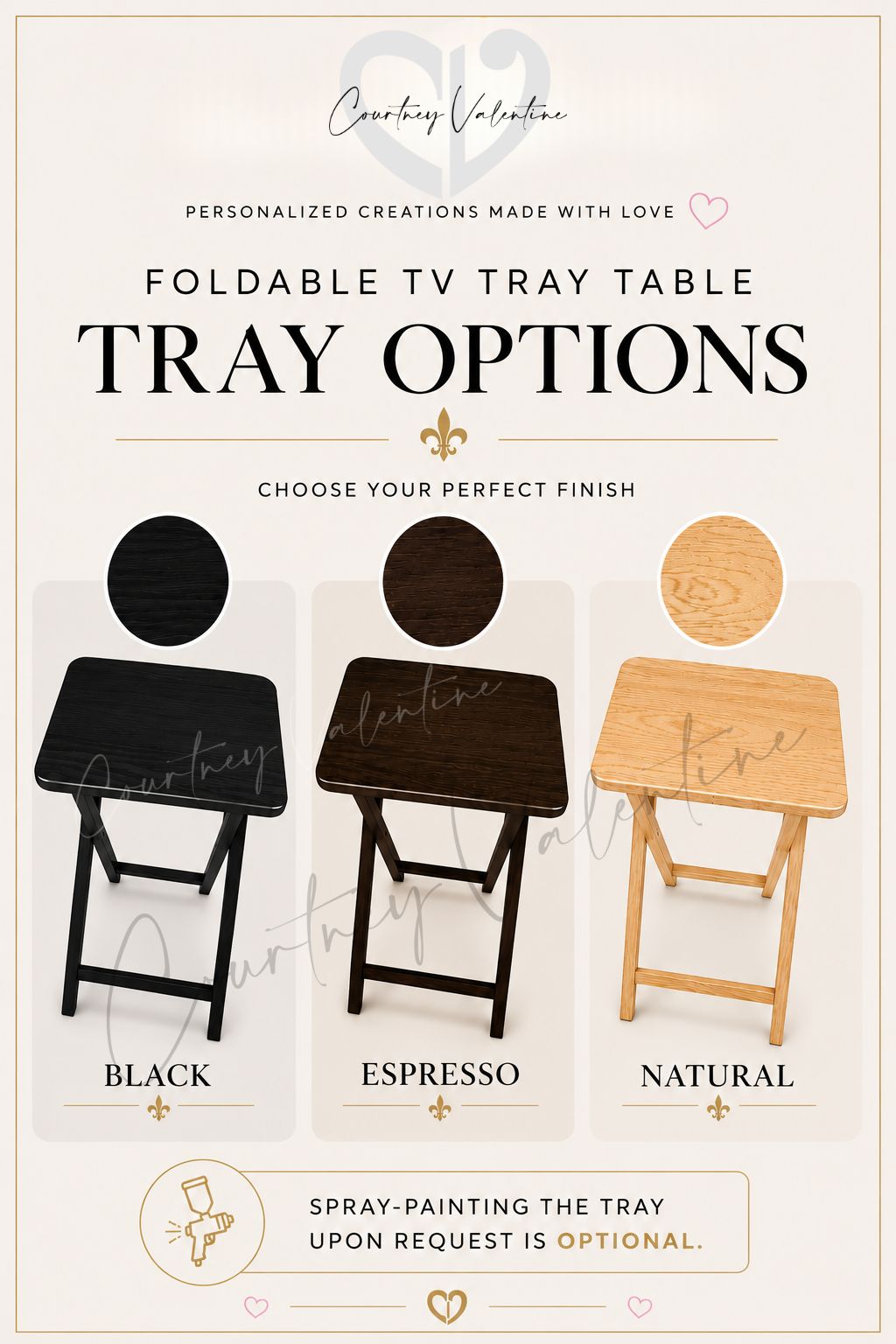 Personalized Wooden TV Tray Table — Foldable Dinner Table with Family Memories