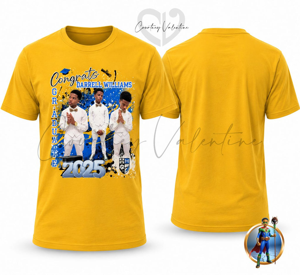 T‑Shirt de remise de diplôme personnalisé — Devant seulement | Félicitations & Diplômé fier