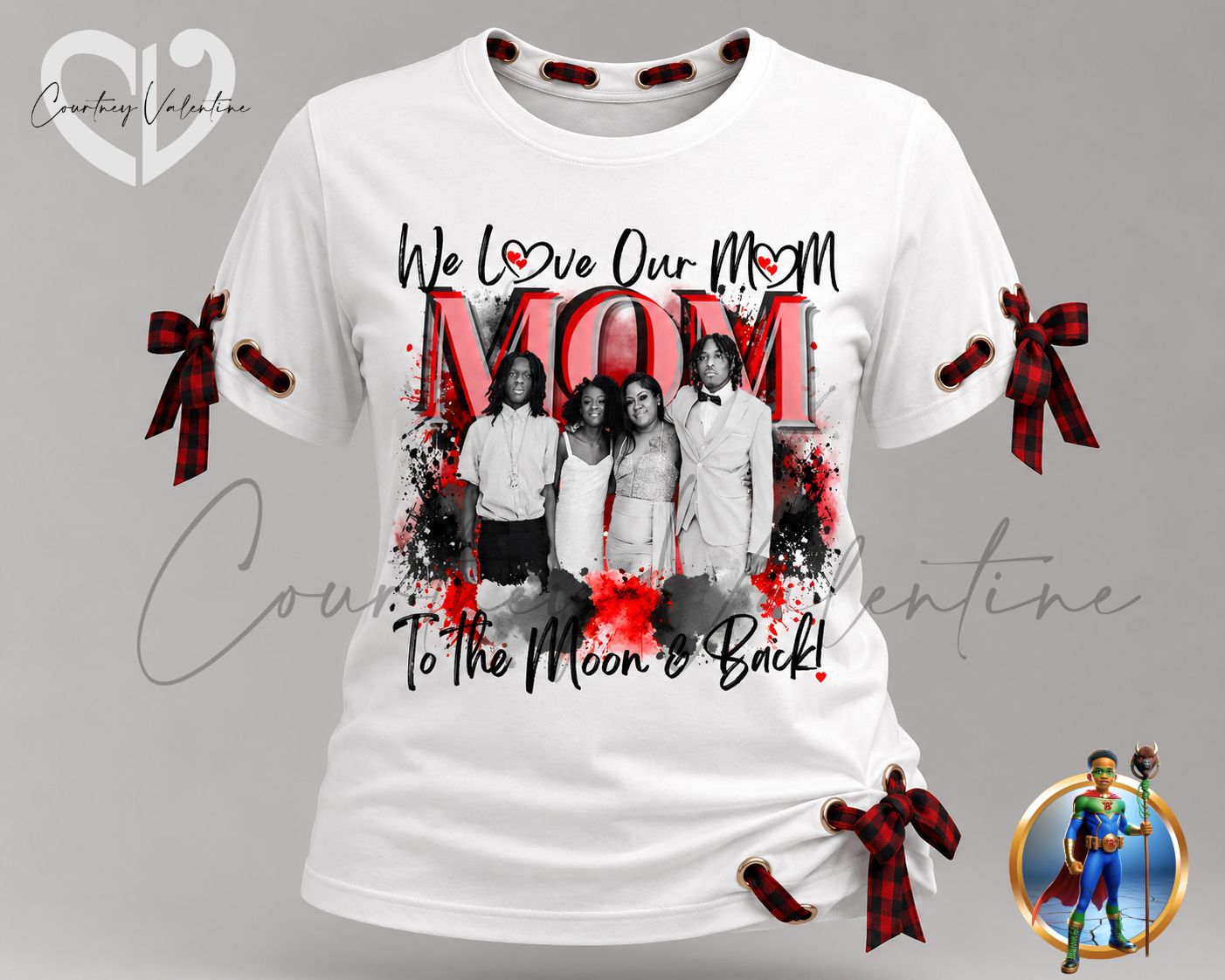 Personalized “We Love Our MOM to the Moon & Back” T‑Shirt — Extra Detail Edition